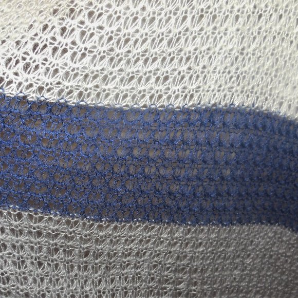 Scarf Knit Stripe White Blue Lurex Long winter - Picture 4 of 8